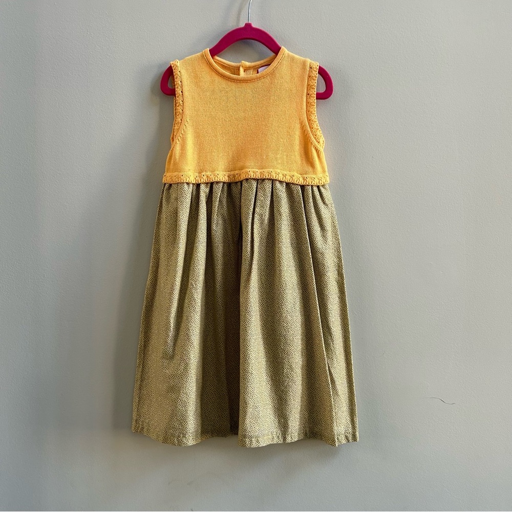 Neck & Neck Sleeveless Cotton Knit Yellow Dress, Size 6-7 Years.
